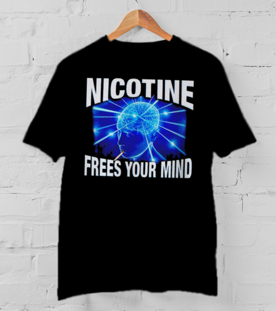 Nicotine Frees Your Mind Electric Brain Smoke Effect T-Shirt