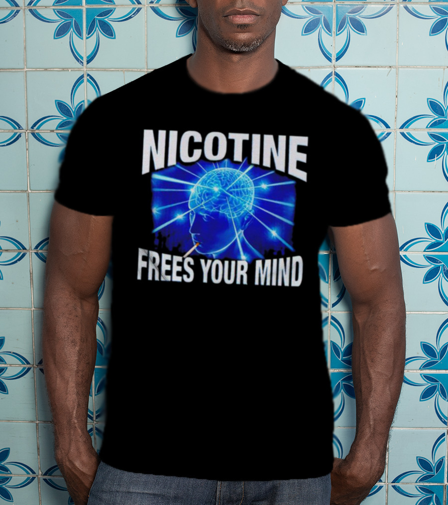 Nicotine Frees Your Mind Electric Brain Smoke Effect T-Shirt