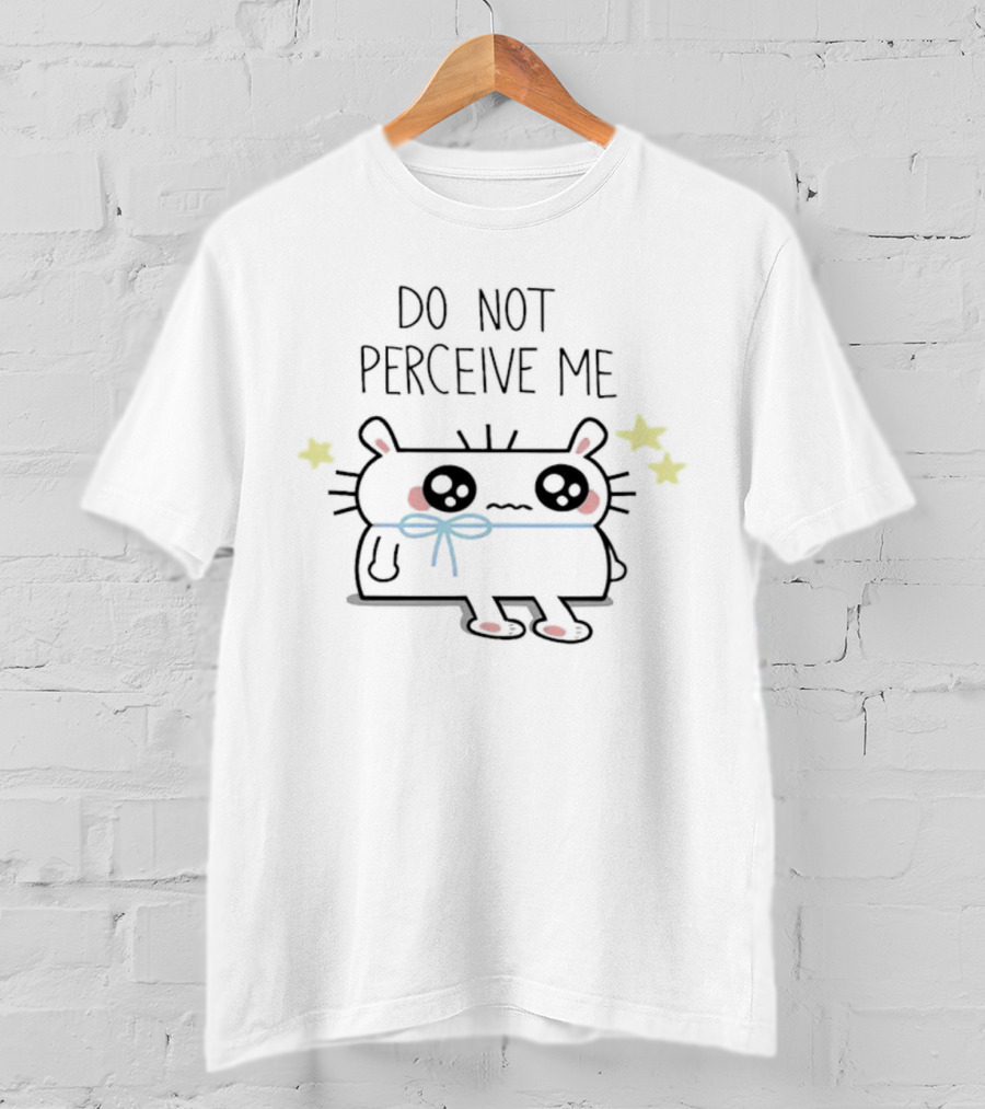 Do Not Perceive Me Cute Character With Stars And Blue Bow T-Shirt