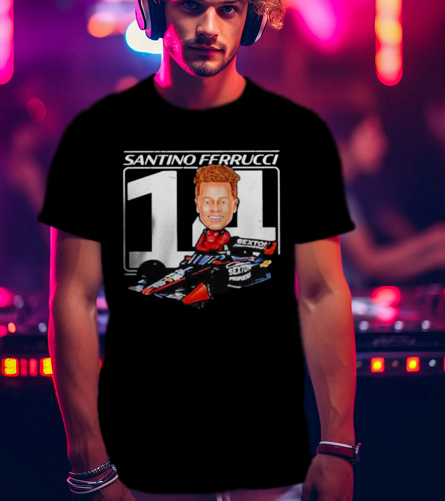 Santino Ferrucci 14 Sexton Properties Cartoon Racing Car T-Shirt