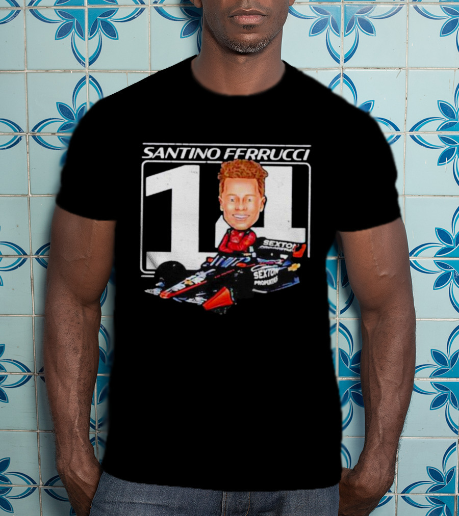 Santino Ferrucci 14 Sexton Properties Cartoon Racing Car T-Shirt