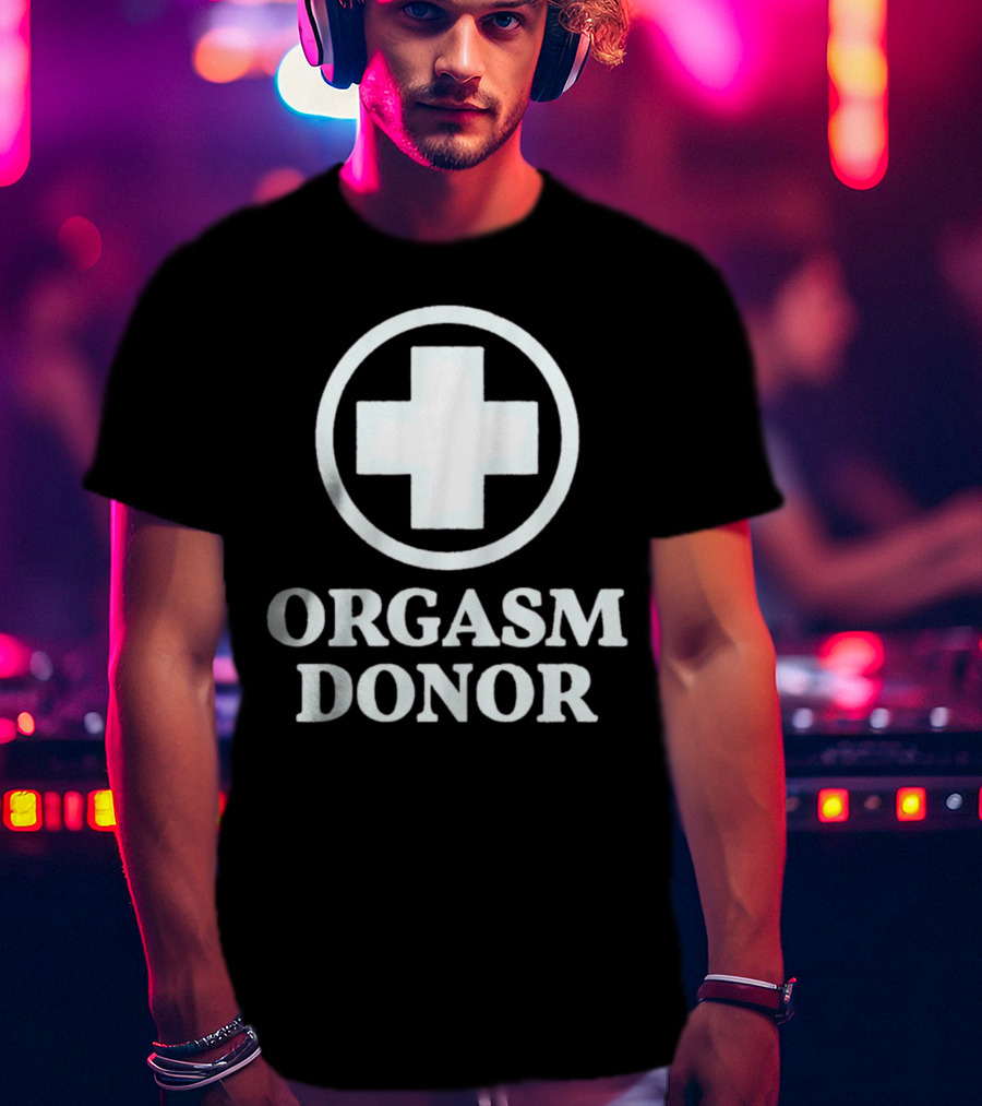 Orgasm Donor White Cross Circle T-Shirt