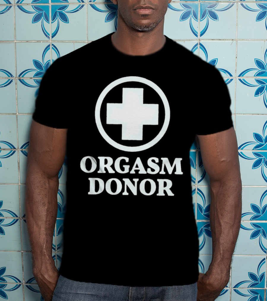Orgasm Donor White Cross Circle T-Shirt