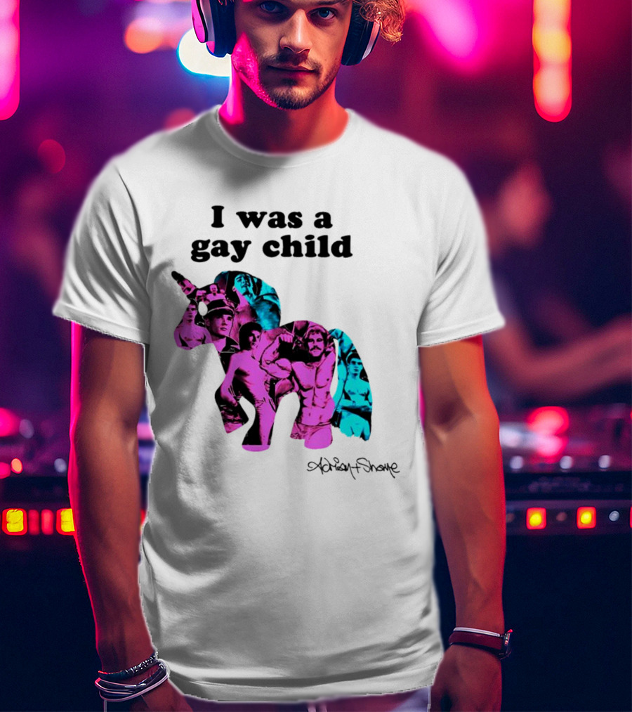 Adrian And Shane I Was A Gay Child Unicorn Collage T-Shirt