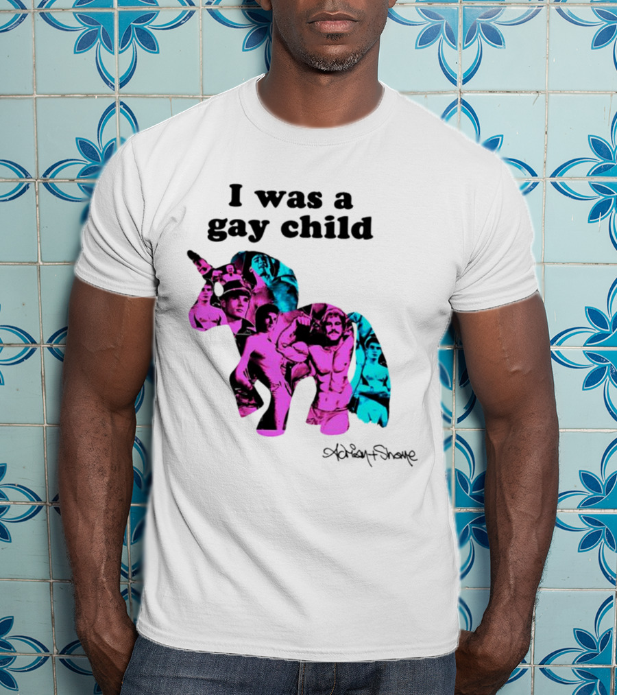Adrian And Shane I Was A Gay Child Unicorn Collage T-Shirt