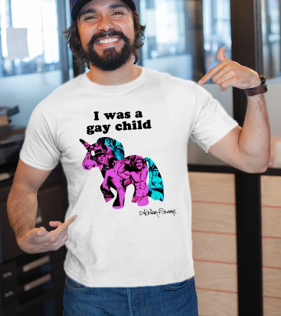 Adrian And Shane I Was A Gay Child Unicorn Collage T-Shirt