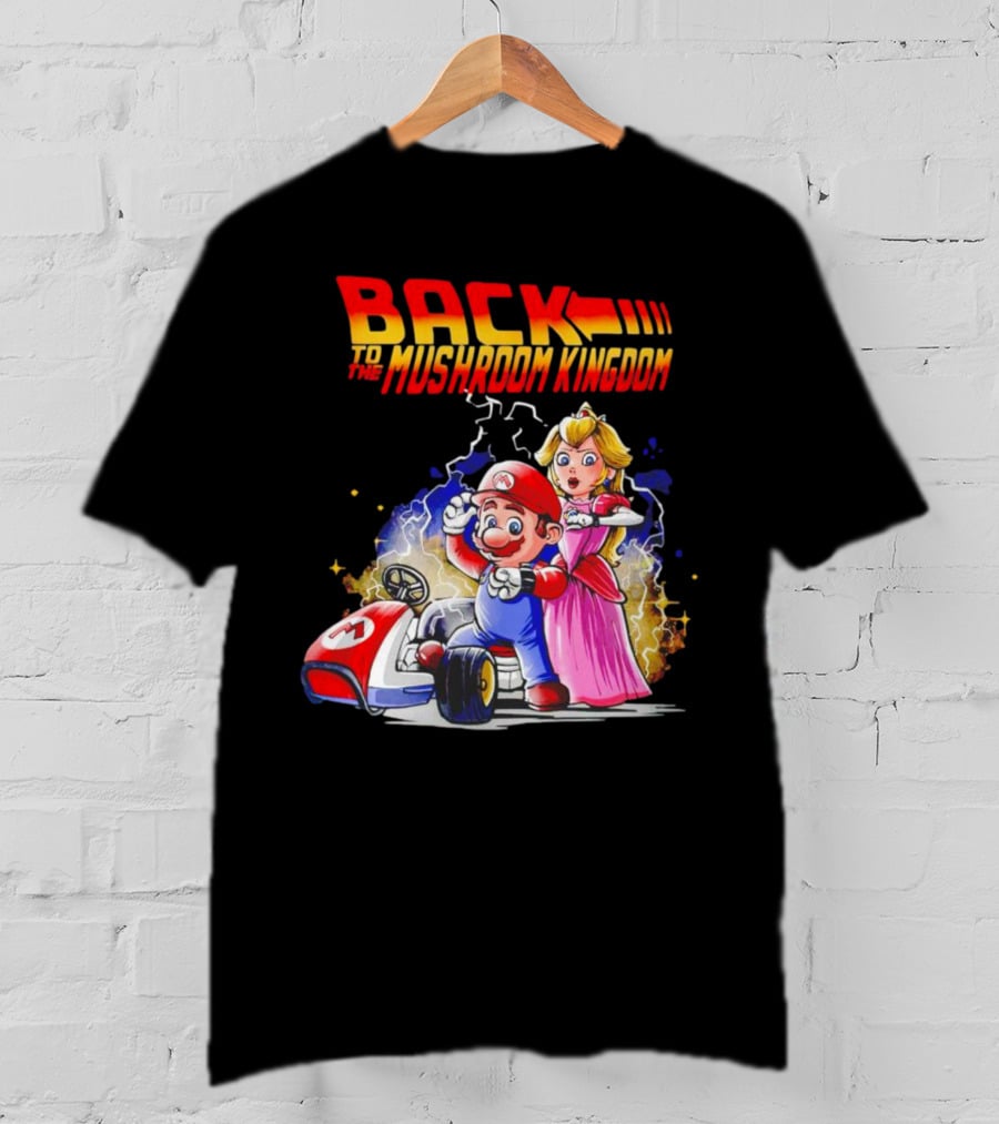 Back To The Mushroom Kingdom Mario Princess Kart Lightning Retro Adventure T-Shirt