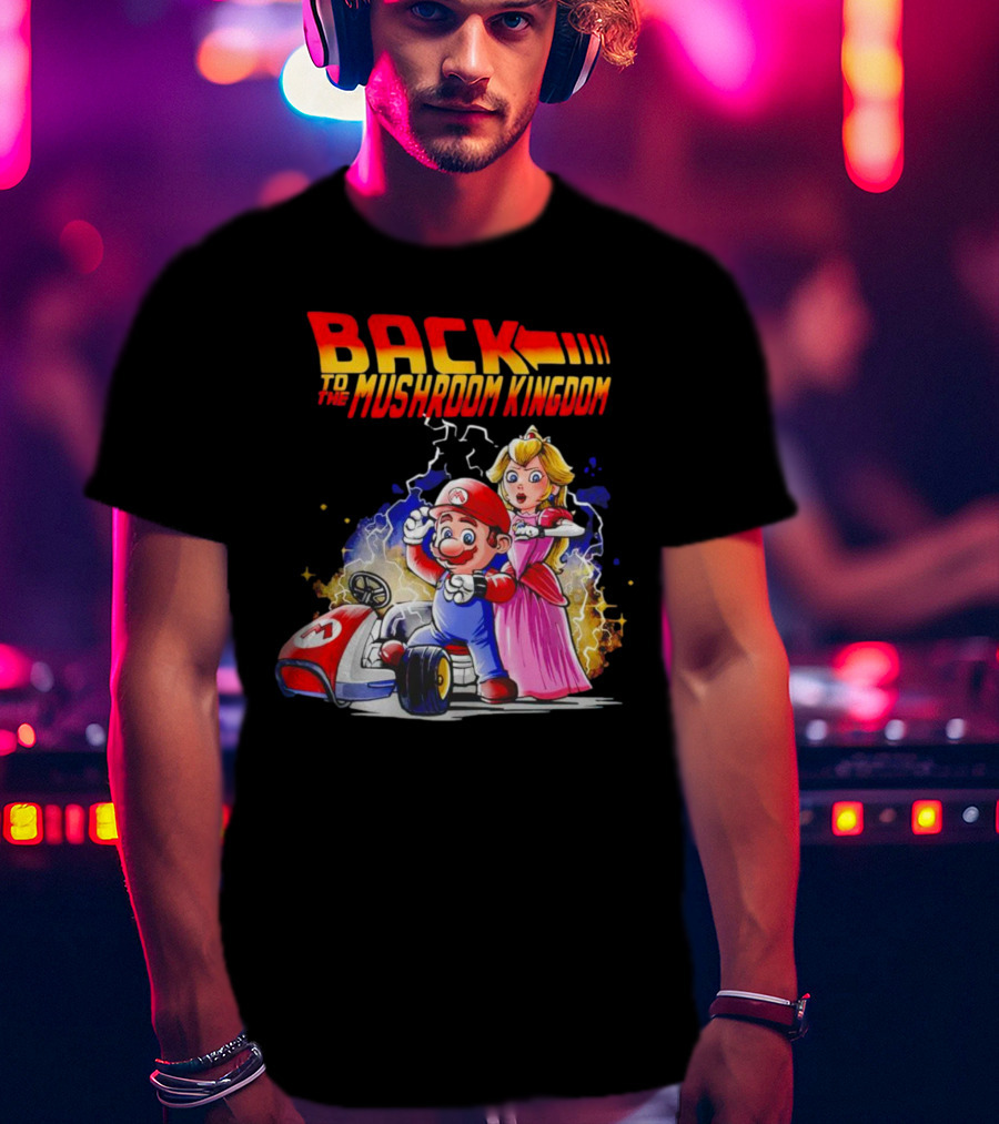 Back To The Mushroom Kingdom Mario Princess Kart Lightning Retro Adventure T-Shirt