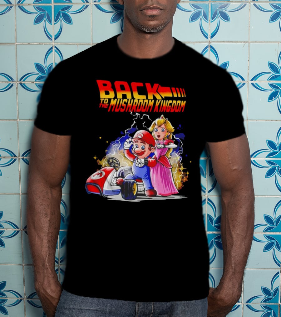 Back To The Mushroom Kingdom Mario Princess Kart Lightning Retro Adventure T-Shirt
