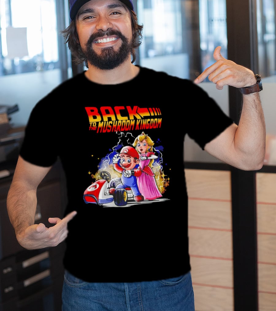 Back To The Mushroom Kingdom Mario Princess Kart Lightning Retro Adventure T-Shirt