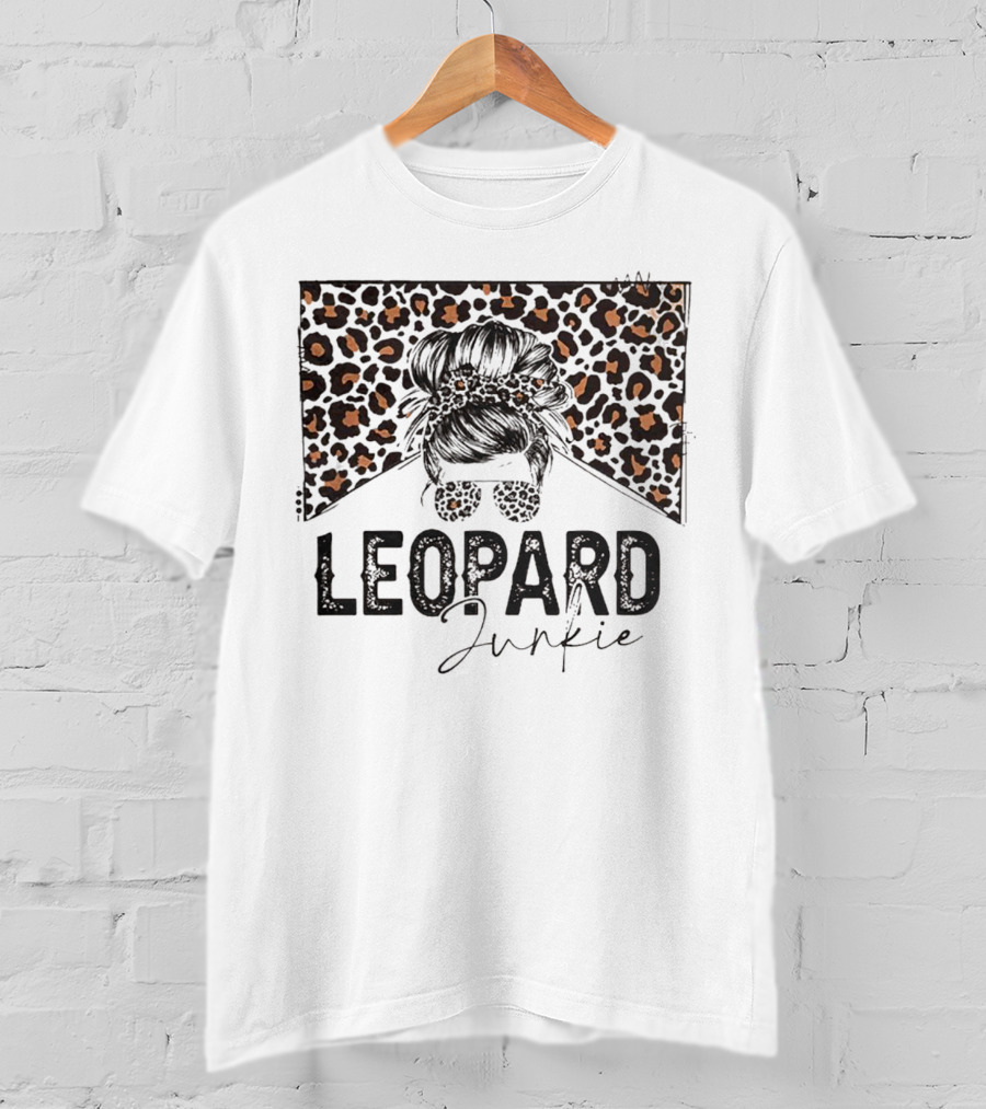 Leopard Junkie Messy Bun With Leopard Print Bow And Sunglasses T-Shirt