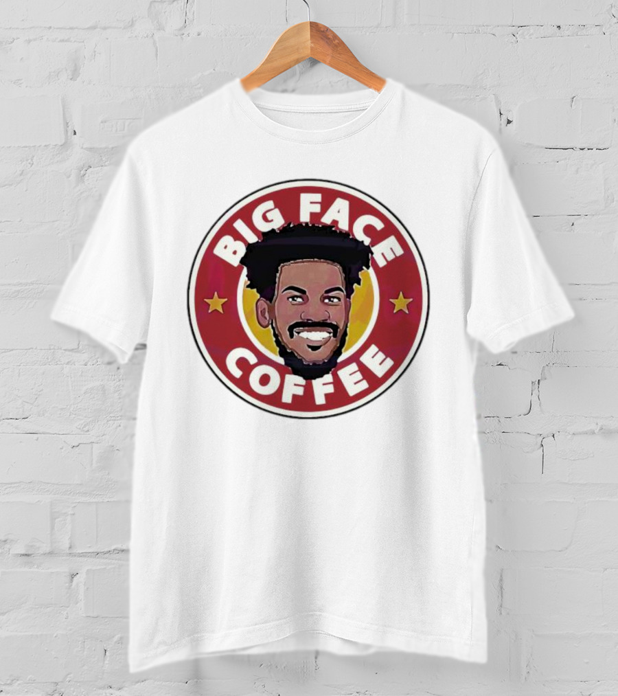 Big Face Coffee Jimmy Butler Circle Red Background Two Stars T-Shirt