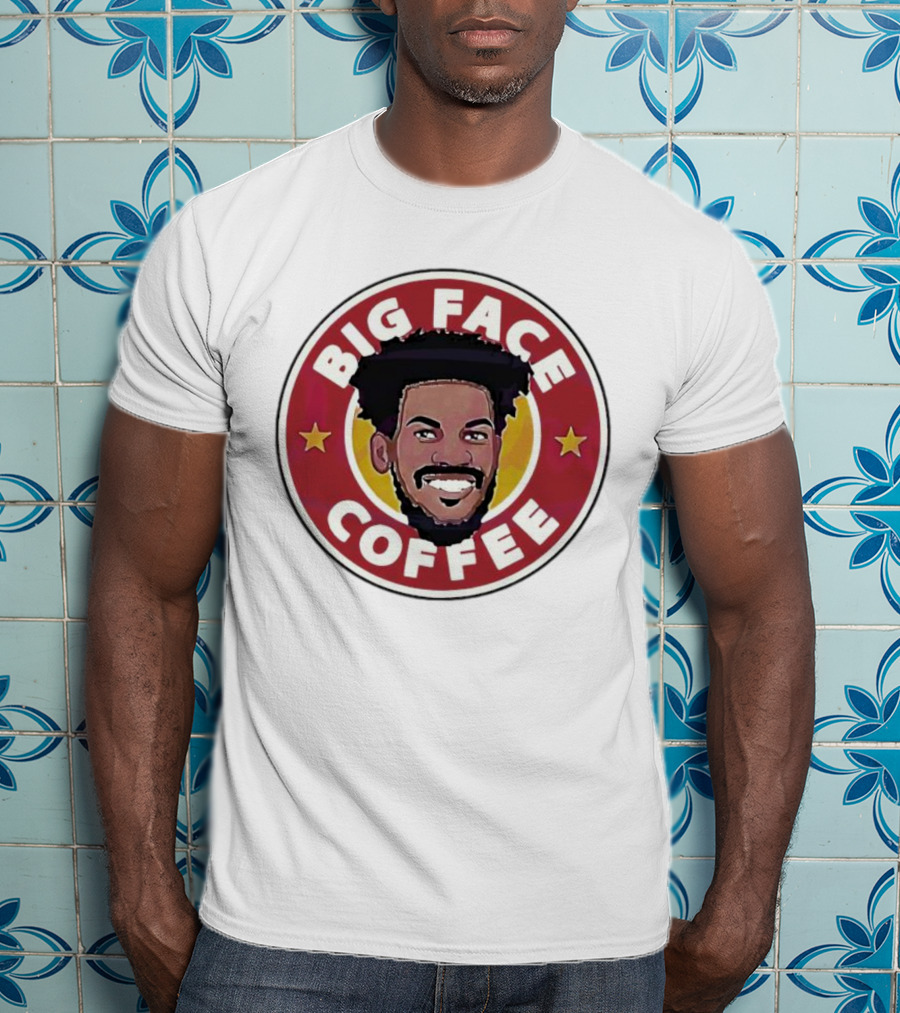 Big Face Coffee Jimmy Butler Circle Red Background Two Stars T-Shirt