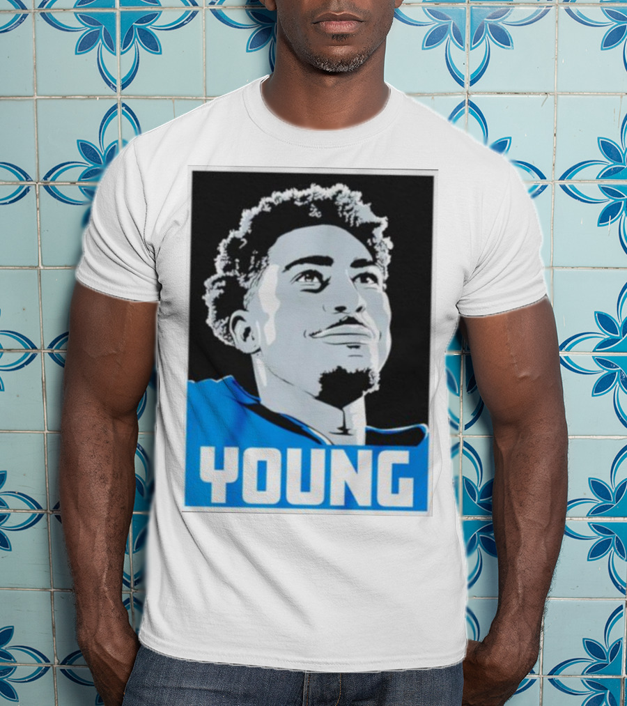Bryce Young Football Portrait Black And Blue Young T-Shirt
