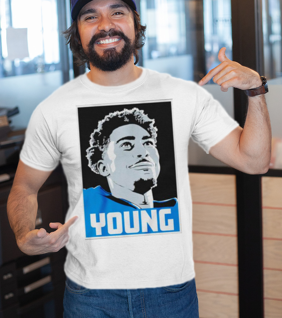 Bryce Young Football Portrait Black And Blue Young T-Shirt
