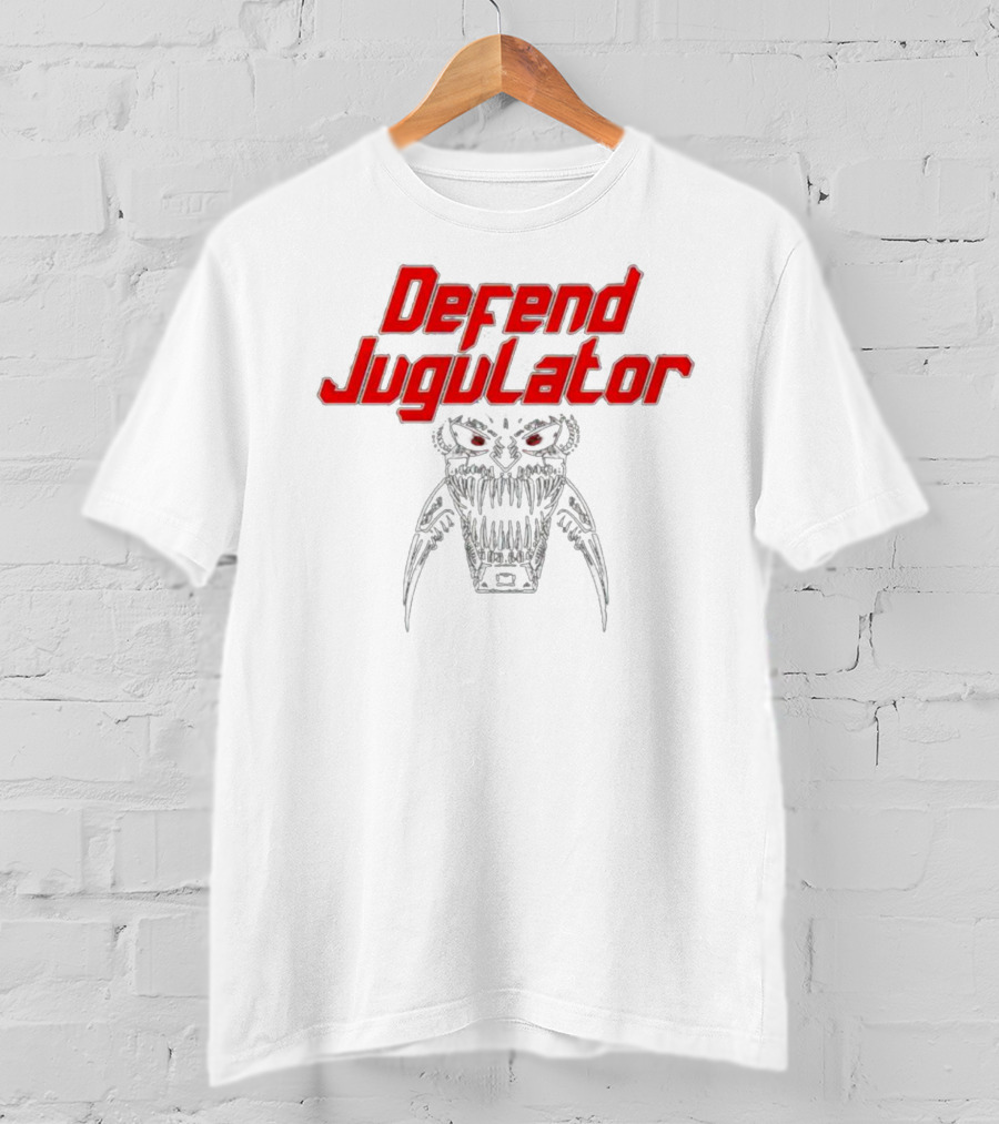 Defend Jugulator Metal Beast With Fangs And Red Eyes T-Shirt
