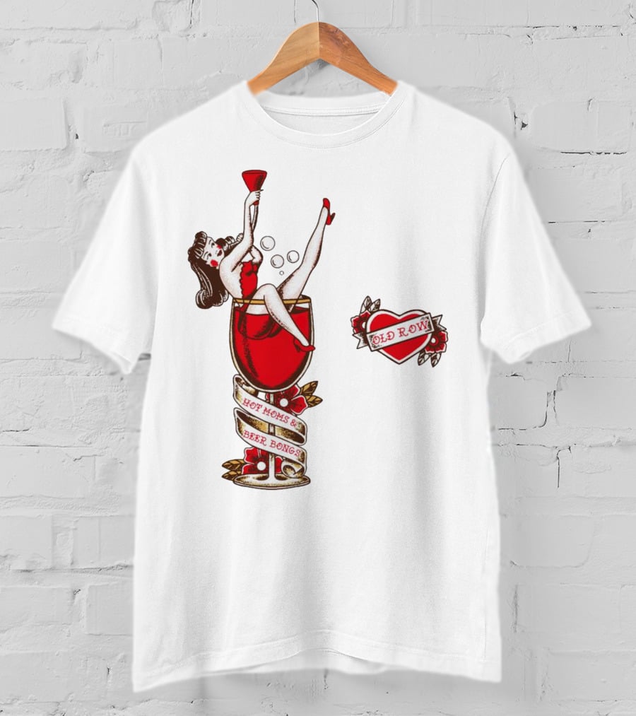 Hot Moms And Beer Bongs Old Row Retro Pin-Up T-Shirt