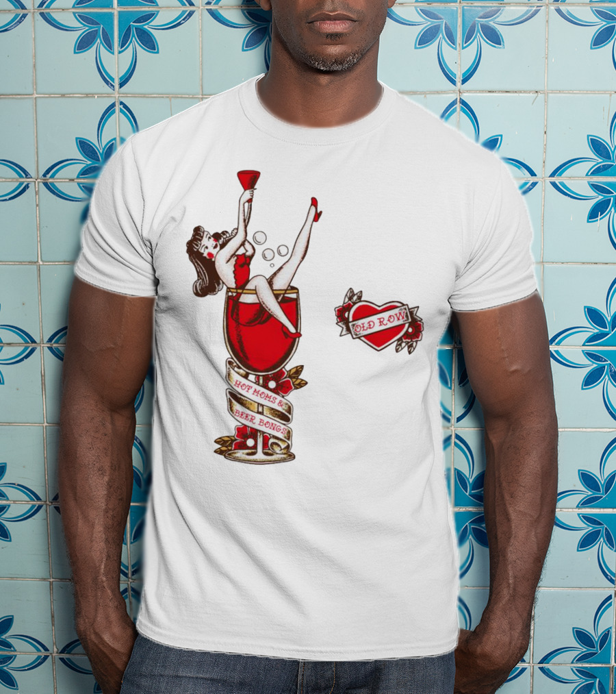 Hot Moms And Beer Bongs Old Row Retro Pin-Up T-Shirt