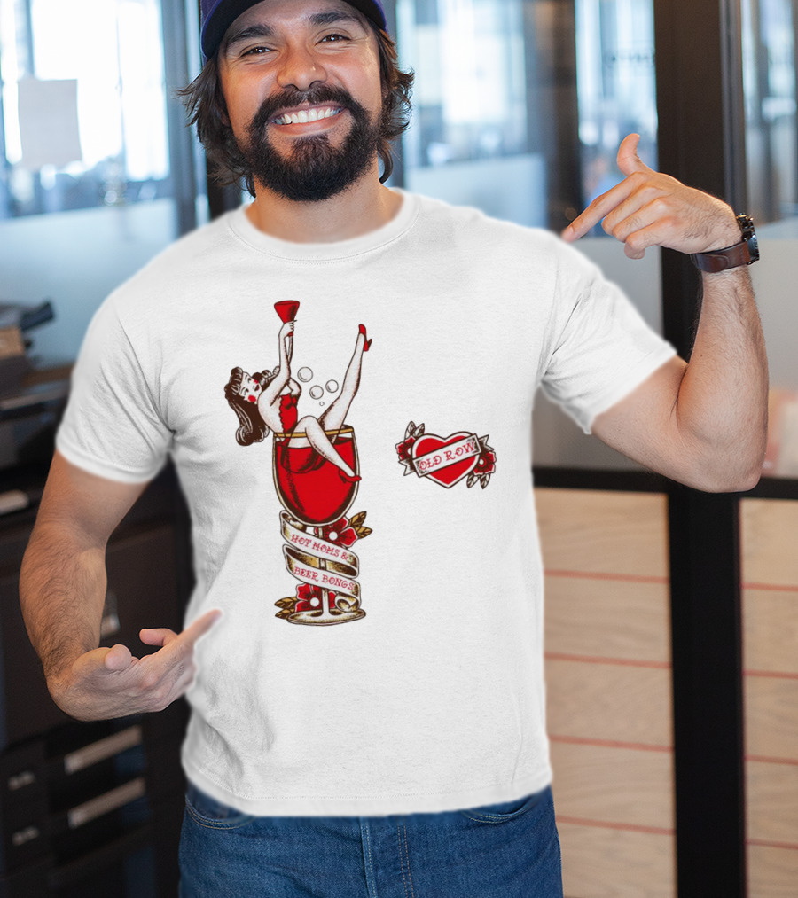 Hot Moms And Beer Bongs Old Row Retro Pin-Up T-Shirt