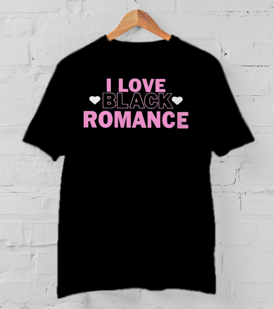 I Love Black Romance Hearts T-Shirt