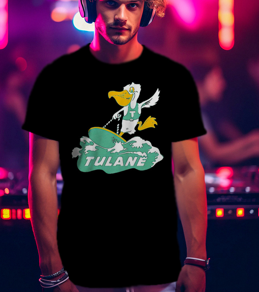 Tulane Green Wave Surfing Pelican Vintage T-Shirt