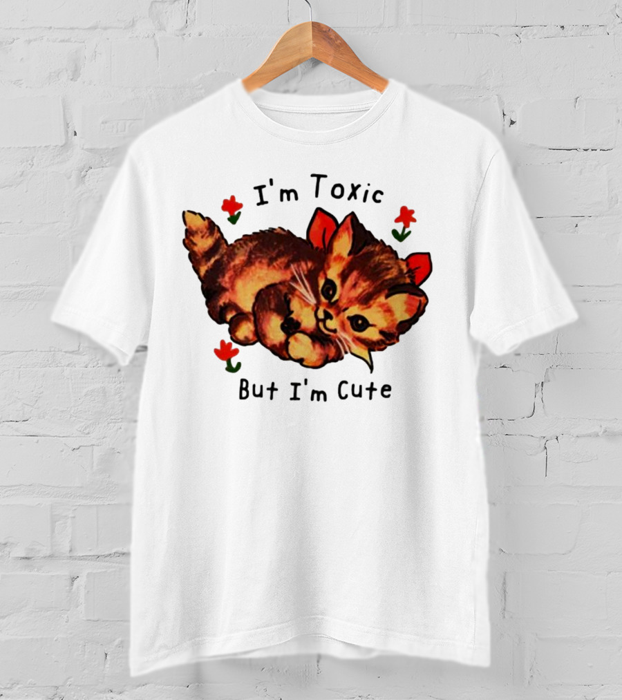 I'm Toxic But I'm Cute Cat With Flowers T-Shirt