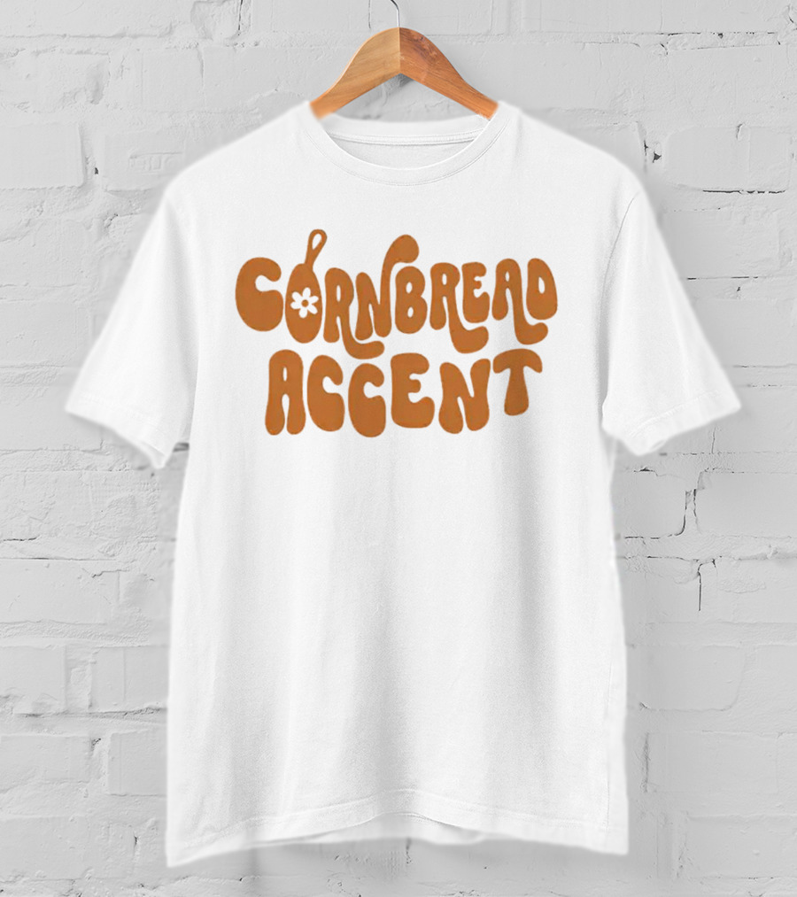 CORNBREAD ACCENT Retro Psychedelic Flower Power Text T-Shirt