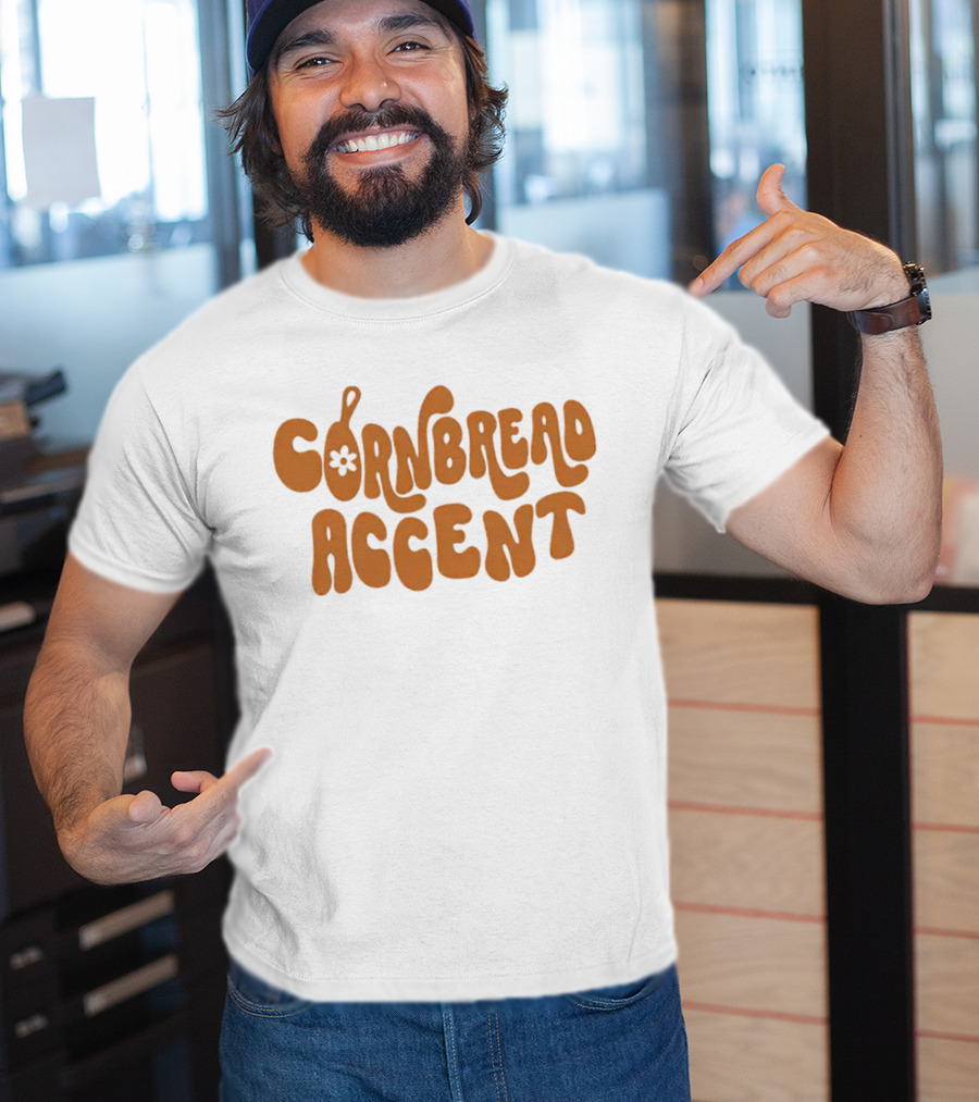 CORNBREAD ACCENT Retro Psychedelic Flower Power Text T-Shirt