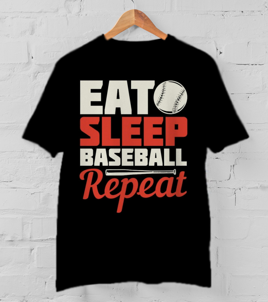 Eat Sleep Baseball Repeat Ball Bat Iconic Sports Cycle T-Shirt