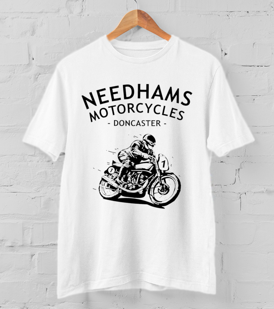Needhams Motorcycles Doncaster Racing Rider Drawing T-Shirt