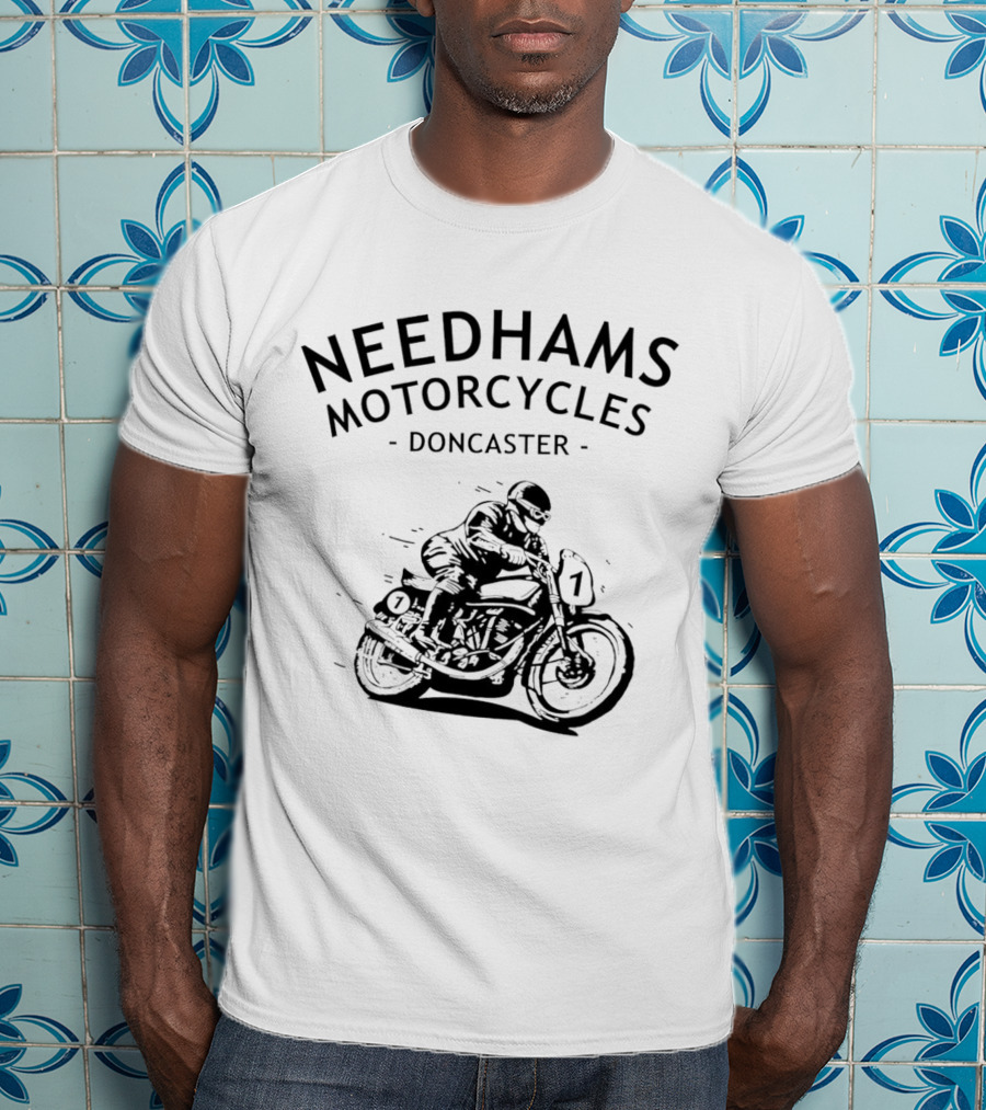Needhams Motorcycles Doncaster Racing Rider Drawing T-Shirt