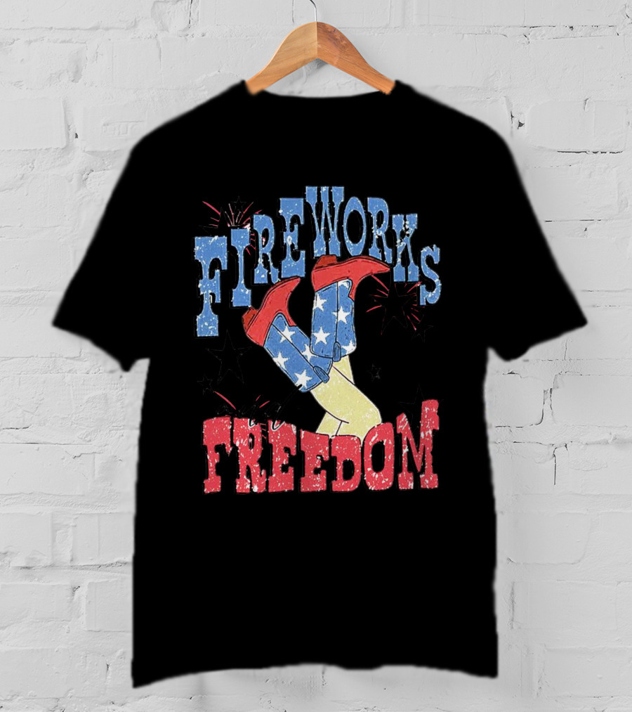 Fireworks And Freedom Stars Cowgirl Boots T-Shirt