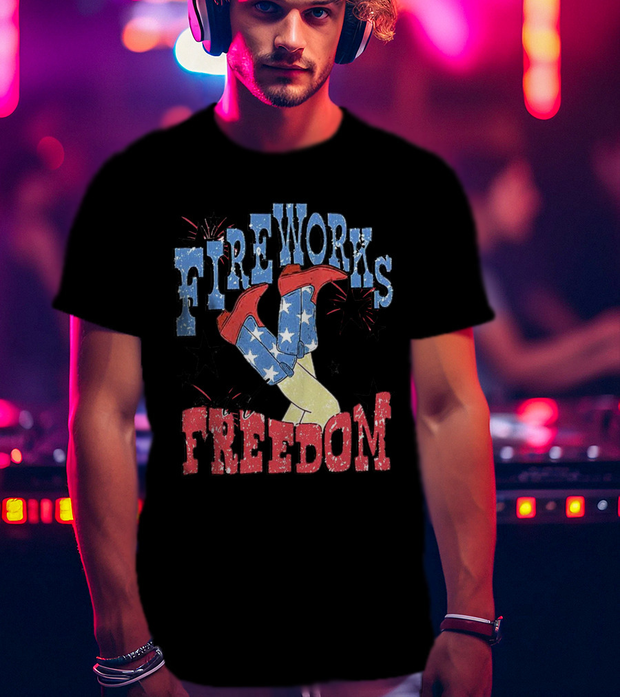 Fireworks And Freedom Stars Cowgirl Boots T-Shirt