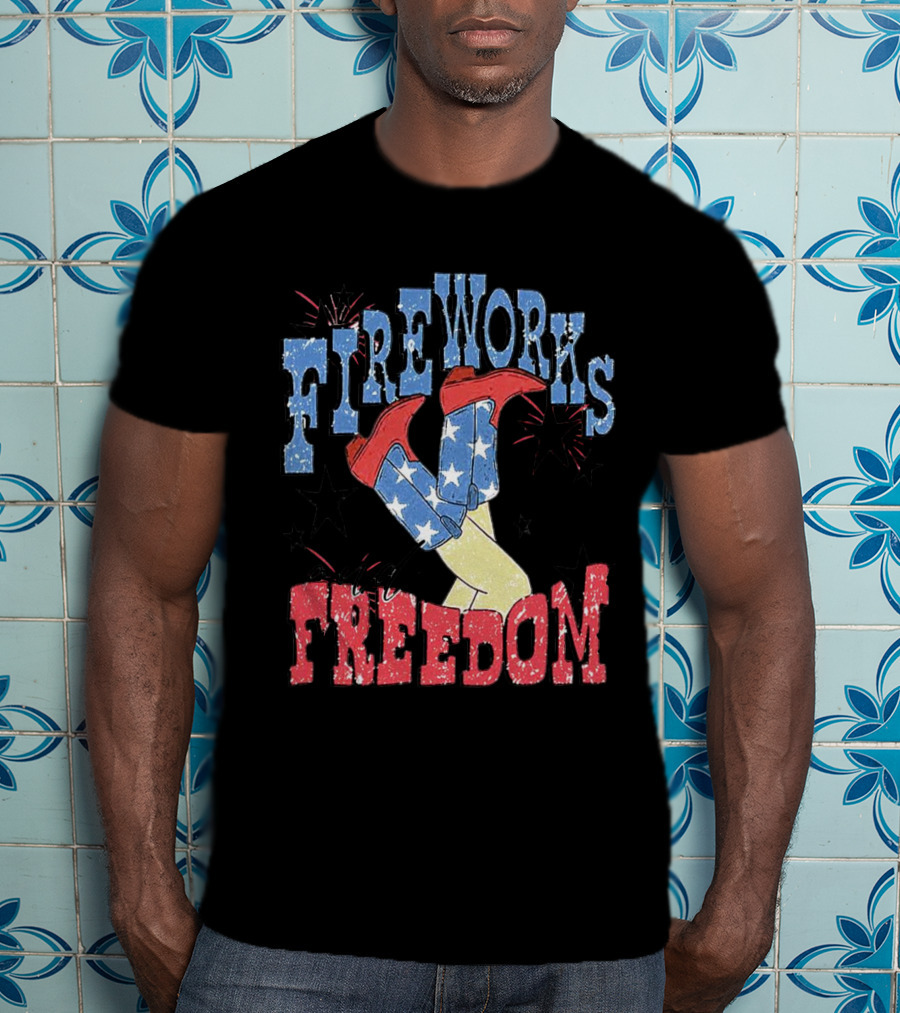 Fireworks And Freedom Stars Cowgirl Boots T-Shirt