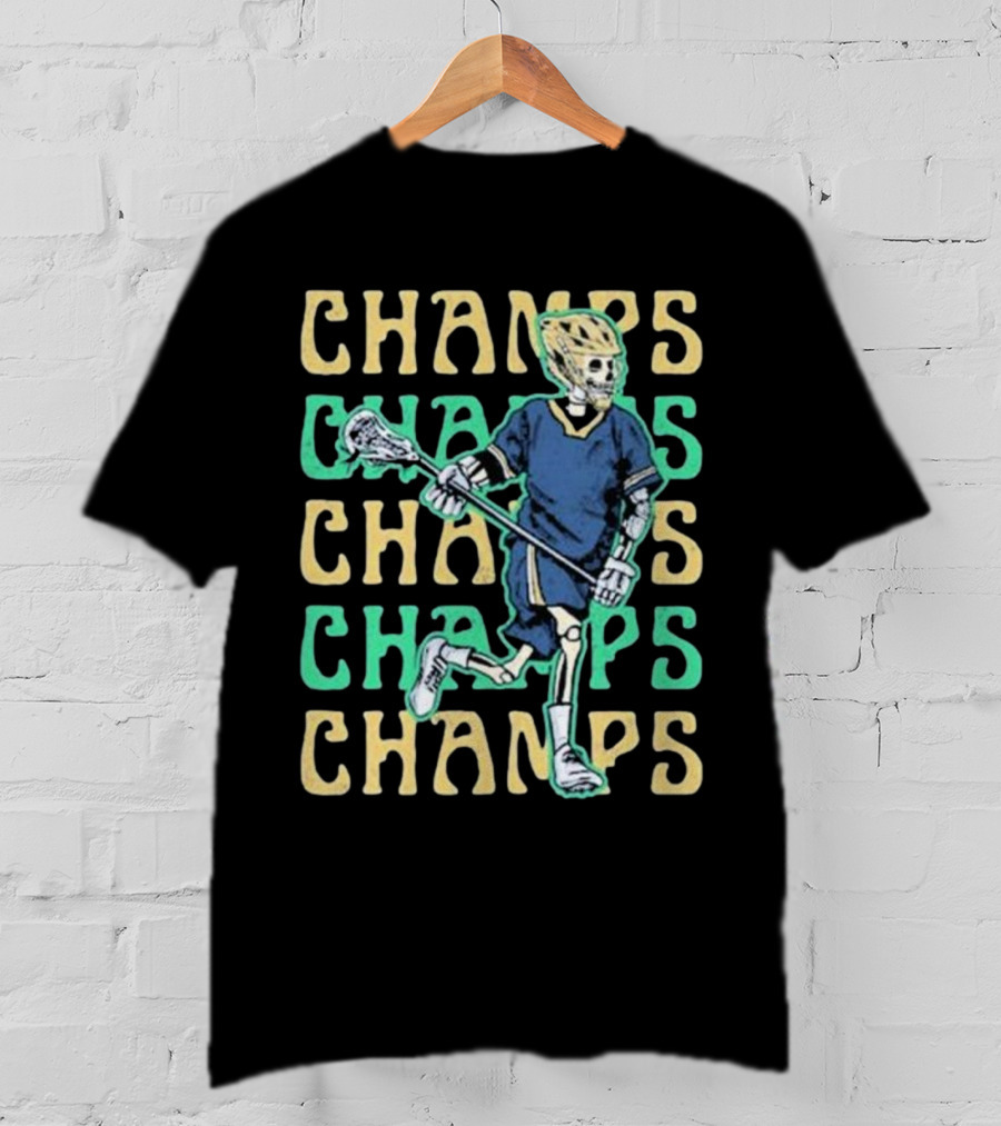 Notre Dame Fighting Irish Skeleton Lacrosse Champs T-Shirt