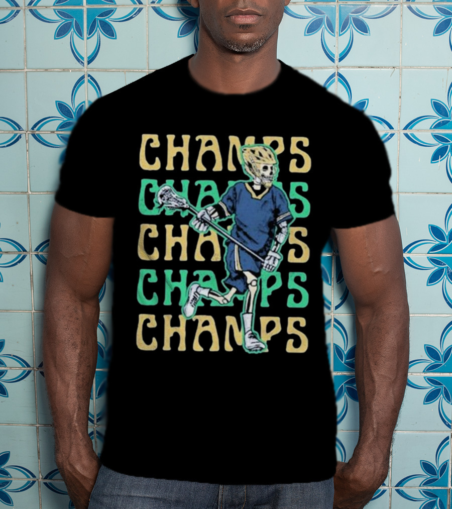 Notre Dame Fighting Irish Skeleton Lacrosse Champs T-Shirt