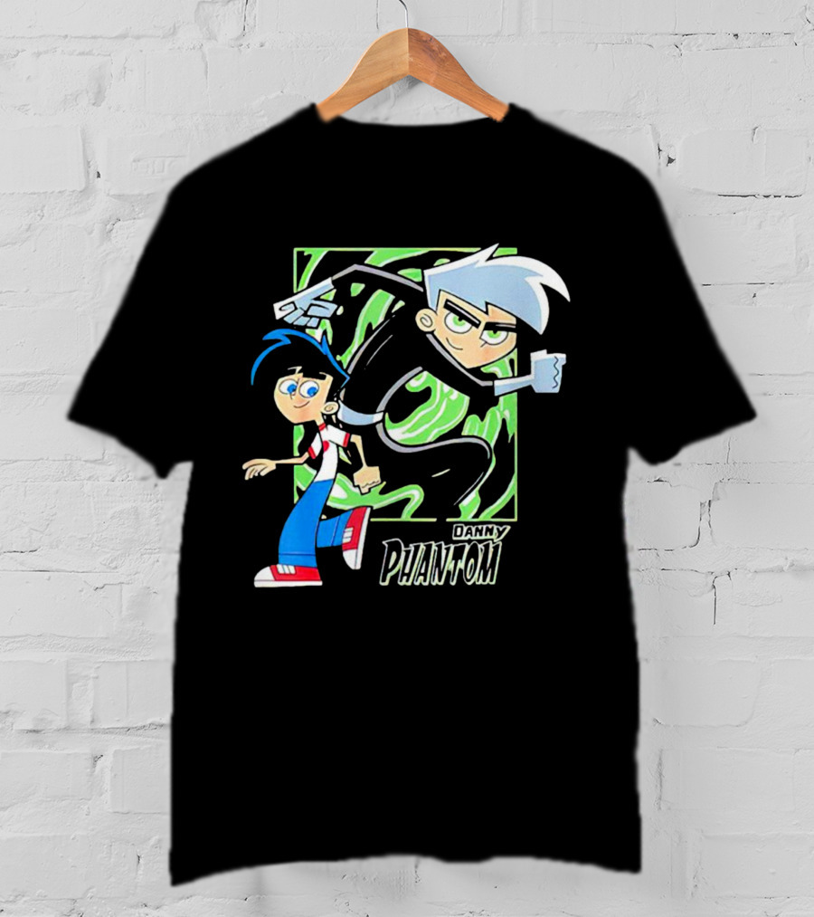 Danny Phantom Cartoon Artwork With Ghostly Green Swirl T-Shirt