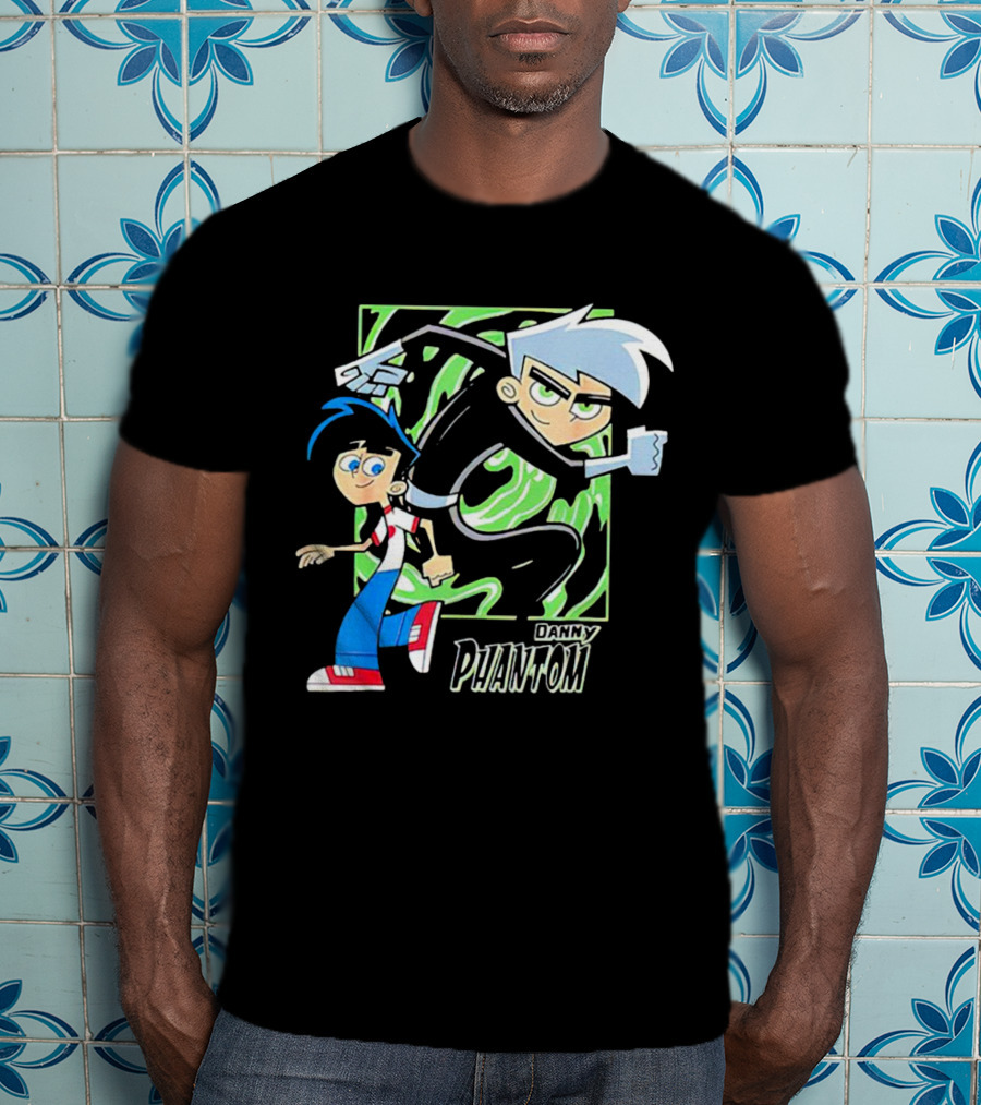 Danny Phantom Cartoon Artwork With Ghostly Green Swirl T-Shirt