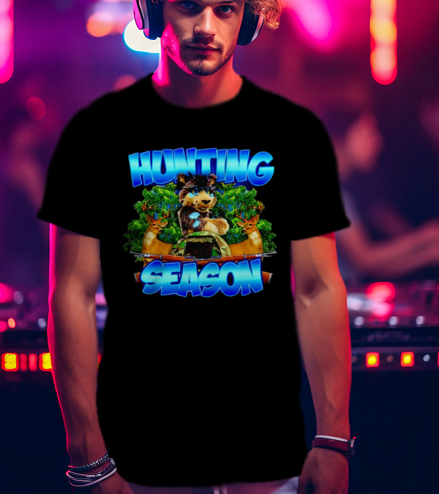 Hunting Season Wolf And Deer Forest Scene T-Shirt