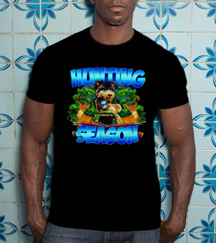 Hunting Season Wolf And Deer Forest Scene T-Shirt