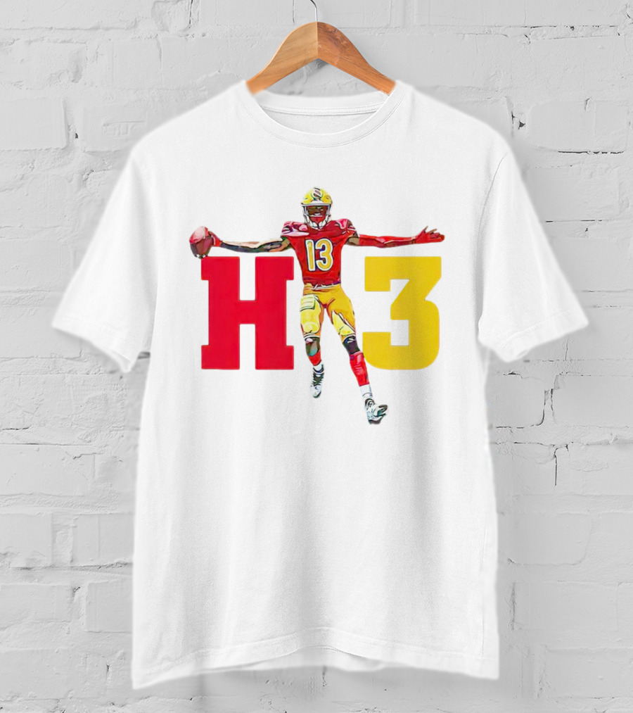 Maurice Alexander HT3 Football Player In Red And Yellow Uniform With Football T-Shirt