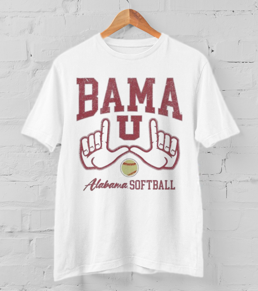 Bama U Alabama Softball Hands With Yellow Softball T-Shirt