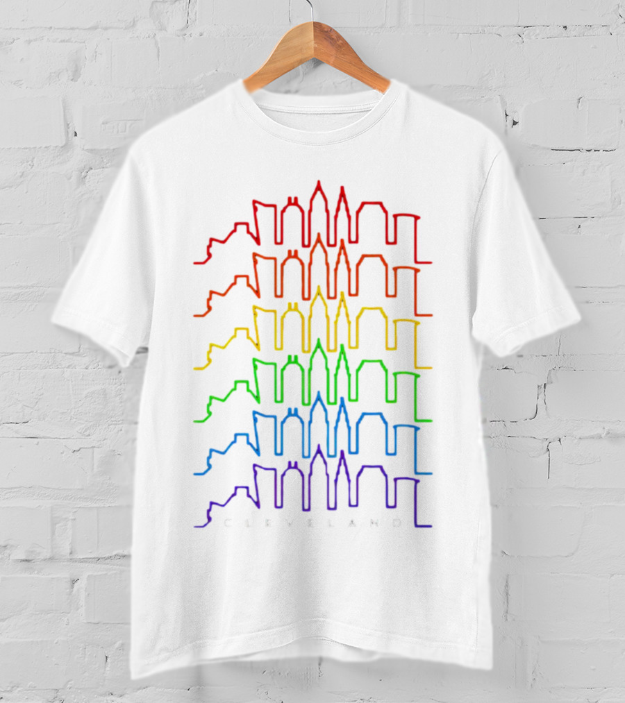 Cleveland Skyline Rainbow Colors T-Shirt