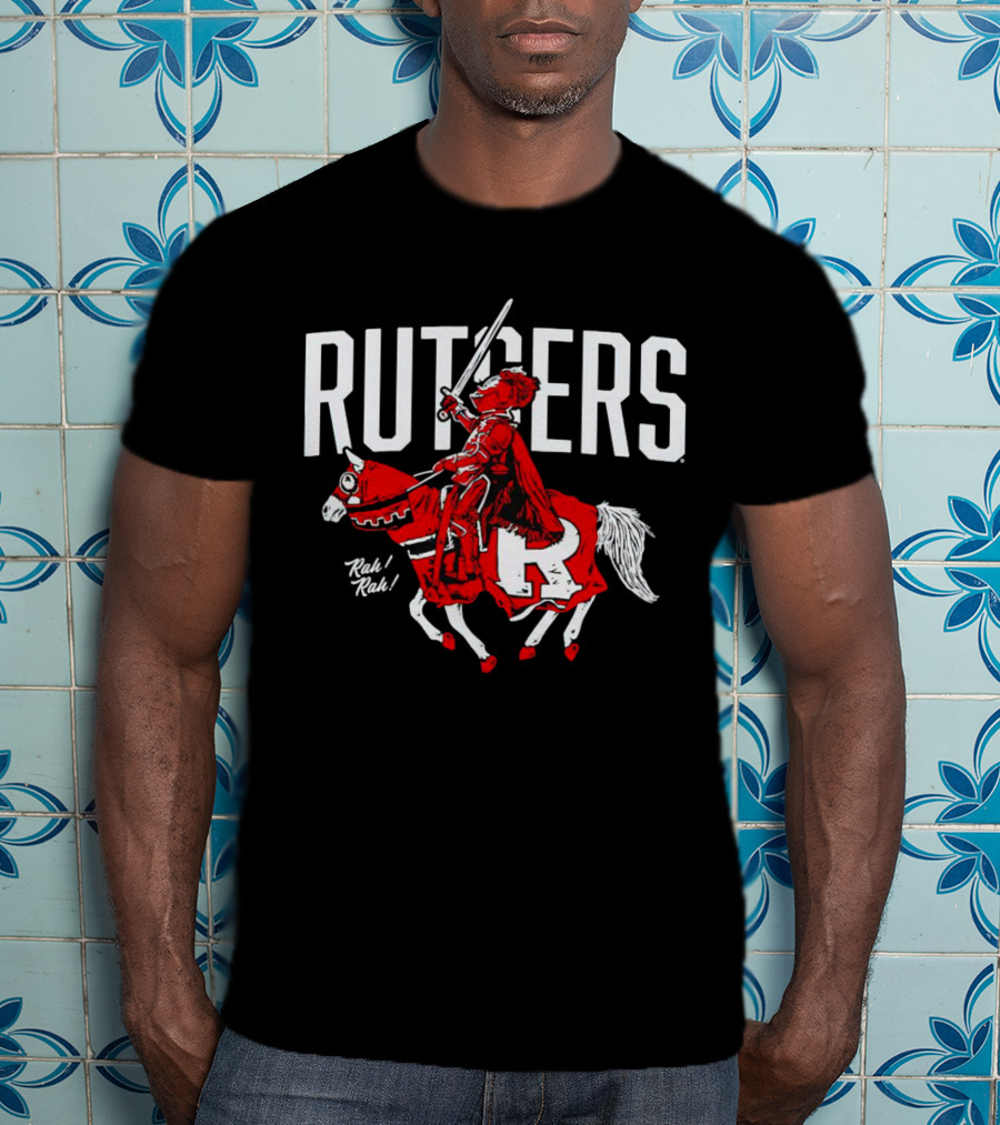 Rutgers Knights Rah Rah Iconic Sword-Wielding Mascot On Horseback T-Shirt