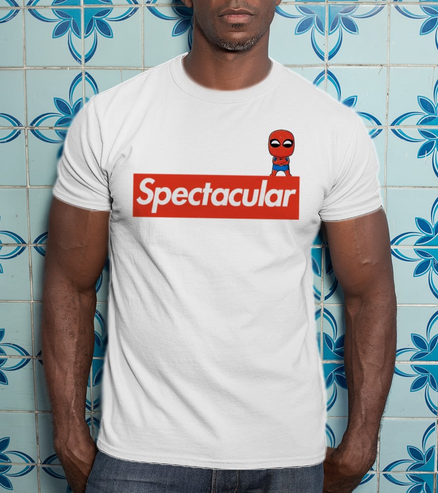Spectacular Spider-Man Comic Look With Iconic Red Block T-Shirt
