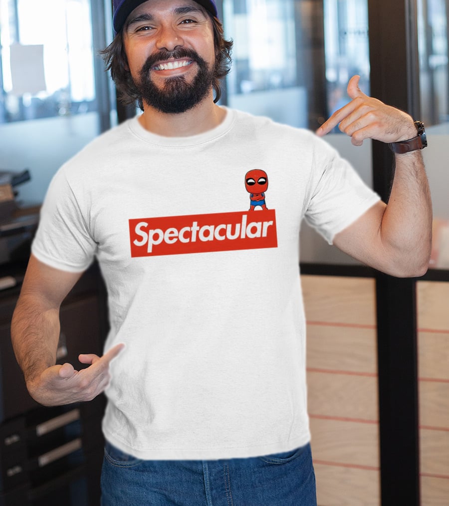 Spectacular Spider-Man Comic Look With Iconic Red Block T-Shirt
