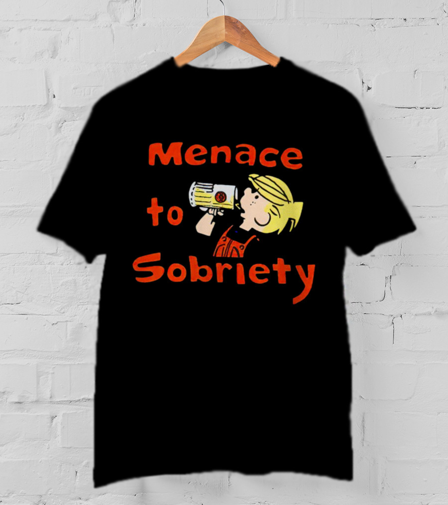 Menace To Sobriety Cartoon Character Drinking Beer T-Shirt