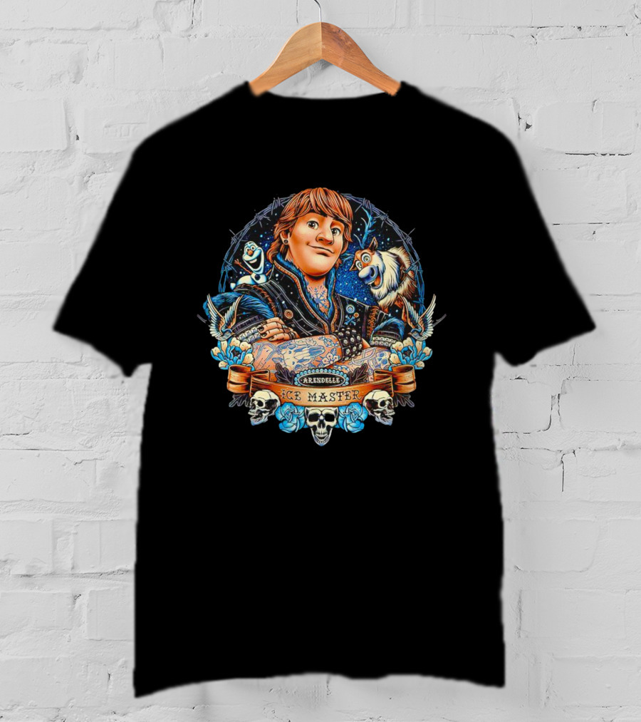 Arendelle Ice Master With Olaf And Sven Skulls And Roses Tattoo T-Shirt