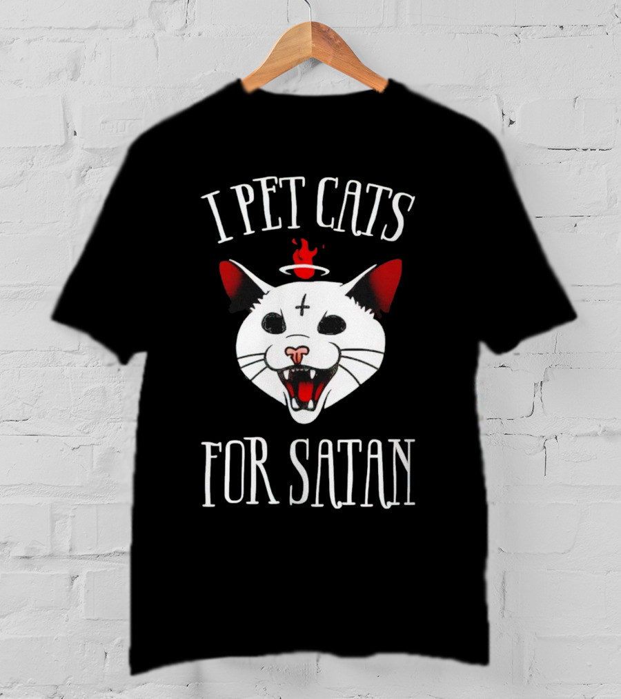 I Pet Cats For Satan Devil Cat Halo T-Shirt
