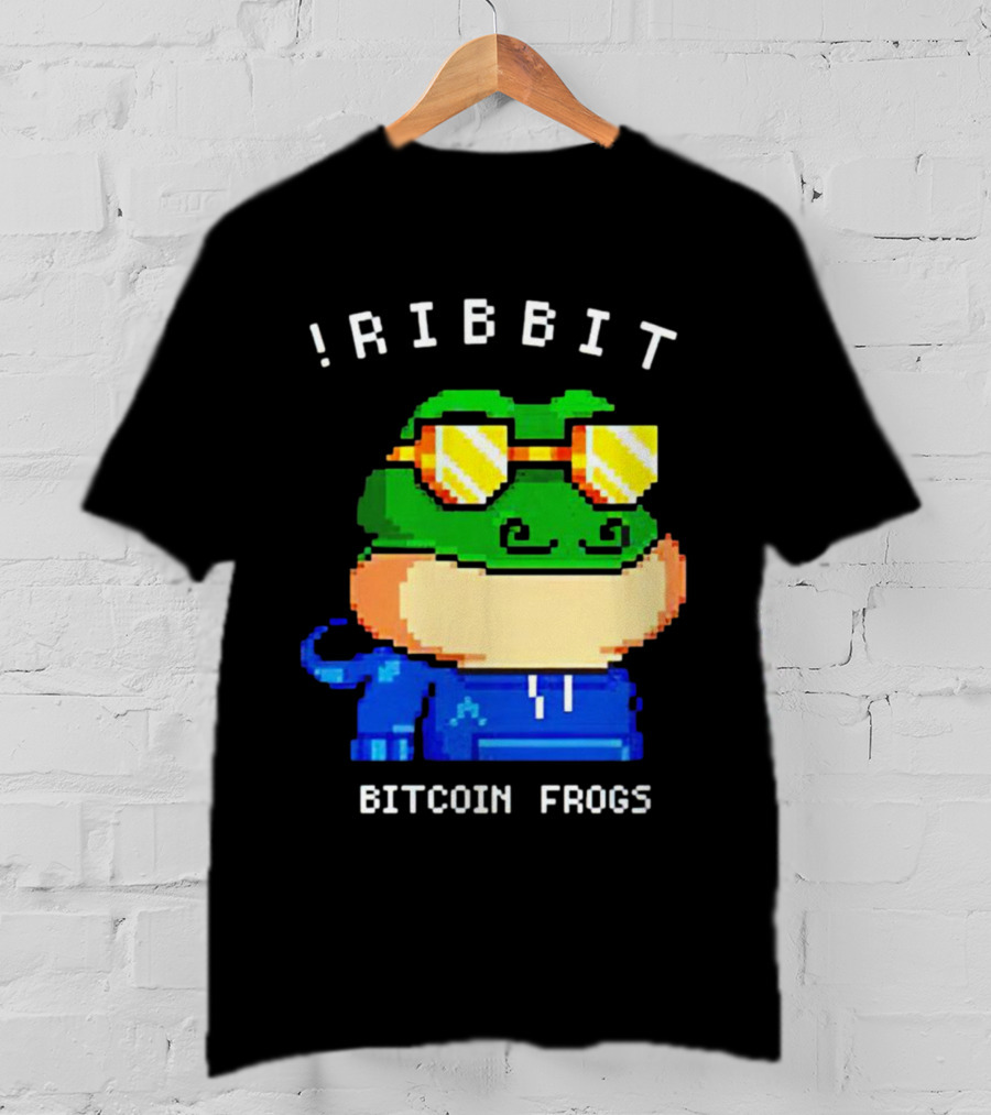 Ribbit Bitcoin Frogs Pixel Art Frog With Sunglasses T-Shirt